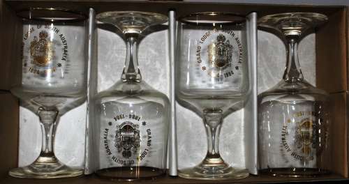 Set of six glasses `Grand lodge of South Australia 1884-1984`