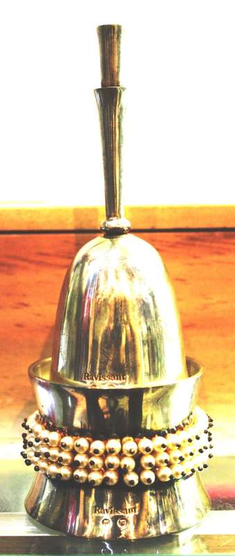 Silver bell on a stand in wooden box made by Ravissant india