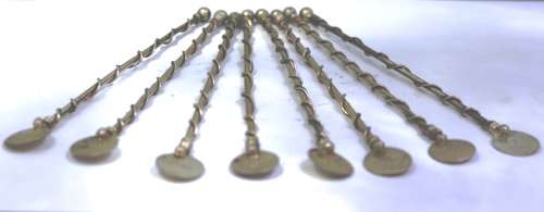 Set of 6 silver cocktail swivel sticks
