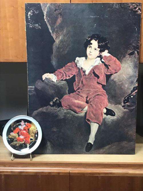 A picture and matching Fine China plate of a boy from the Victorian Era - stand not included
