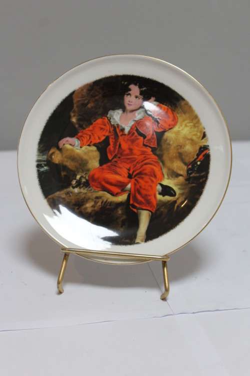 A picture and matching Fine China plate of a boy from the Victorian Era - stand not included