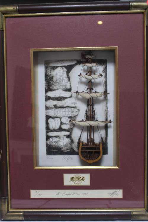 Box frame 3D sailing ship - cut in half to see inside