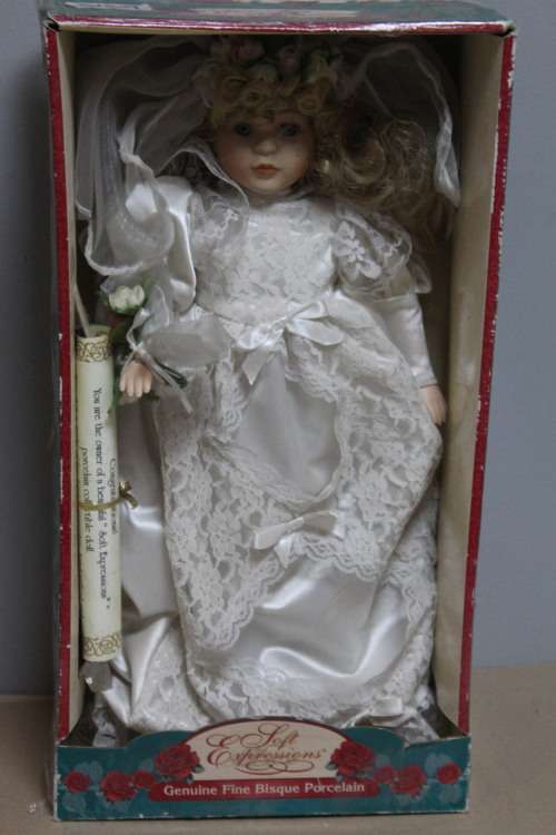 Genuine Fine Bisque Porcelain Bridal Doll c/w box and certificate