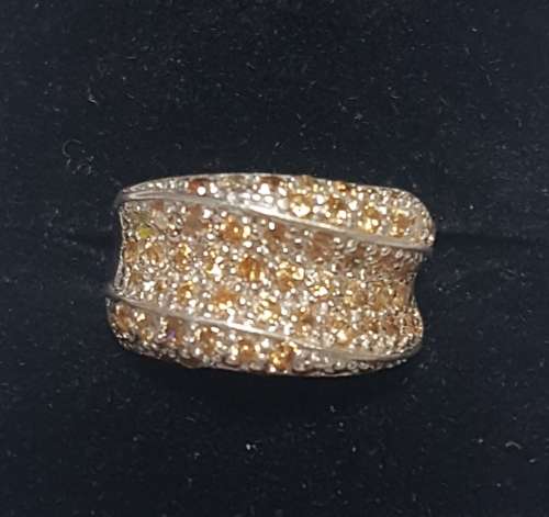 Sterling silver dress ring, set with semi precious stones