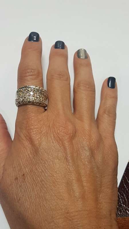 Sterling silver dress ring, set with semi precious stones