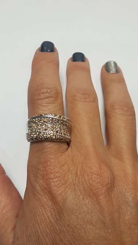 Sterling silver dress ring, set with semi precious stones