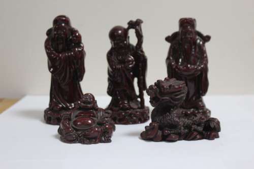 5 x piece resin Asian figurine set