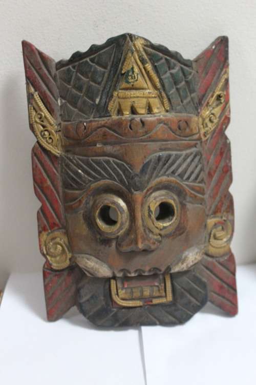 2 x Thai carved wooden masks