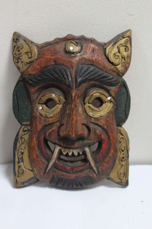 2 x Thai carved wooden masks
