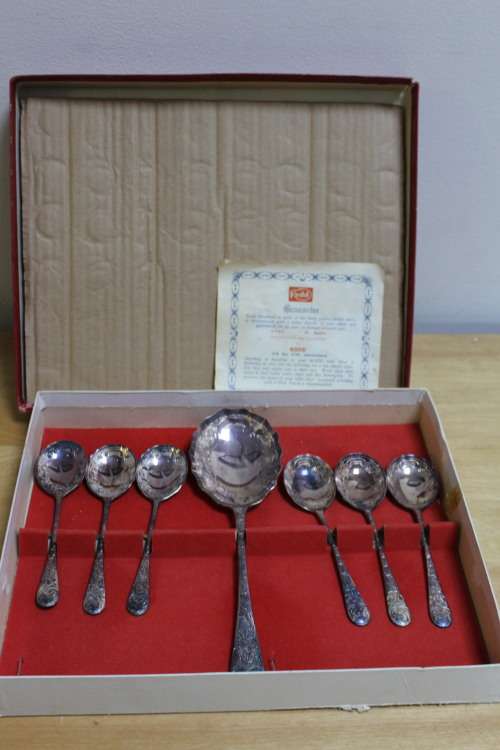 Antique spoon collection in its original box