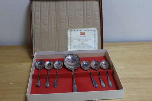 Antique spoon collection in its original box