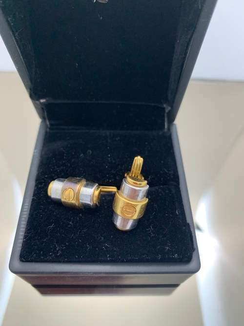 Stainless steel, gold coloured cufflinks