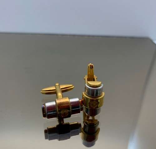 Stainless steel, gold coloured cufflinks