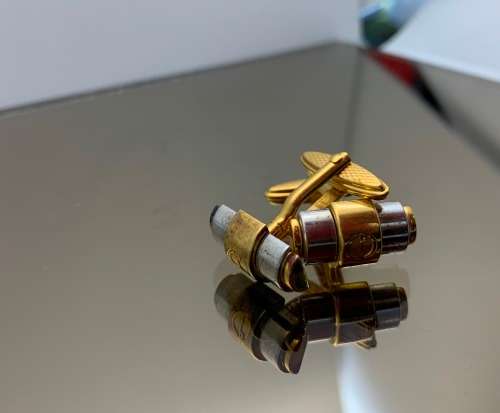 Stainless steel, gold coloured cufflinks
