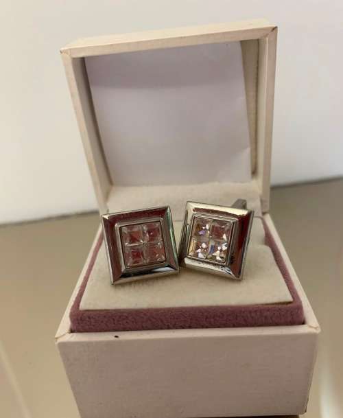 Stainless Steel Cufflinks with cubics