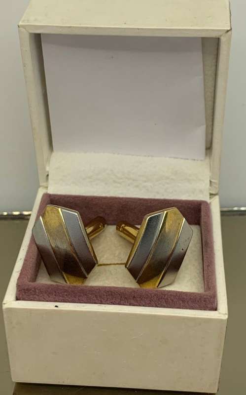 Stainless Steel men`s cufflinks with gold coluring