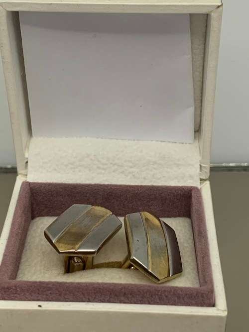 Stainless Steel men`s cufflinks with gold coluring