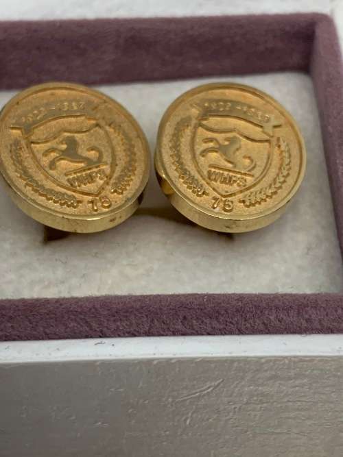 Stainless steel cufflinks for men with a cat emblem on