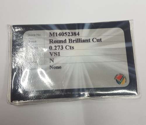 18ct, ,2.1gr, White Gold, 0.273ct Round Brilliant Diamond N VS1 c/w diamond certificate