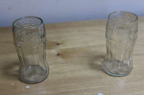 Coca-Cola Memorabilia 2 x Drinking Glass made from actual Coke Bottles