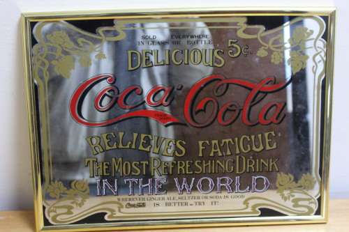 Coca-Cola Memorabilia Collectable Print on a mirror