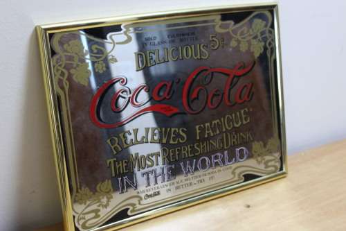 Coca-Cola Memorabilia Collectable Print on a mirror