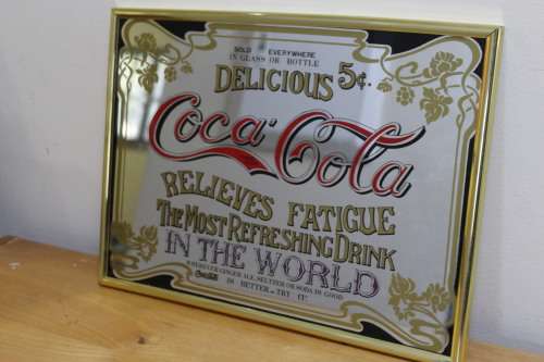 Coca-Cola Memorabilia Collectable Print on a mirror