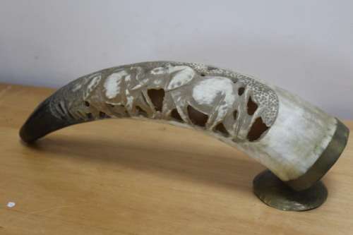 Collectible decorative carved design Cow horn