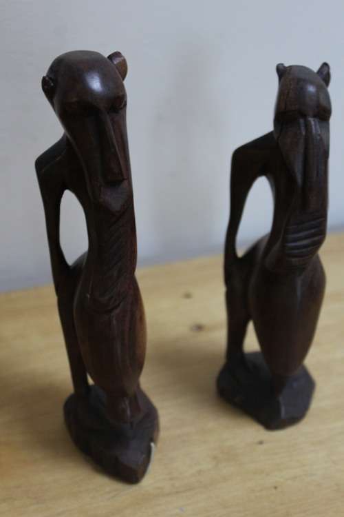 Pair of Carved Wooden African Statue