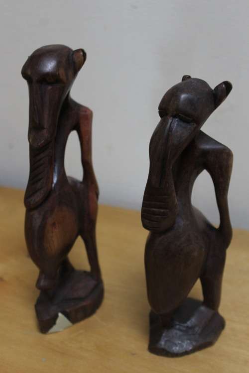 Pair of Carved Wooden African Statue