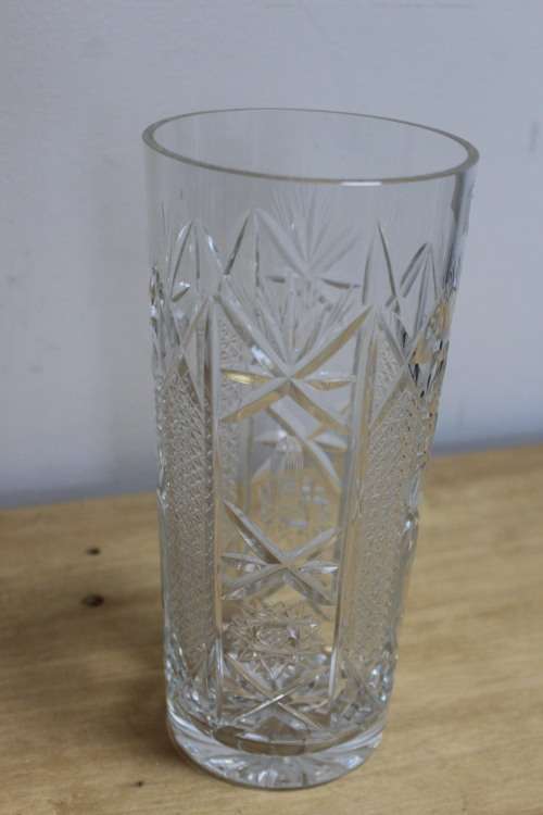 2 x stunning carved Glass Vases