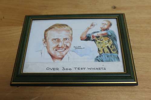 Framed Alan Donald drawn picture