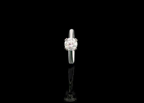 9ct (3grams) White Gold Round Brilliant Diamond M I2 Ring with GIA Cert