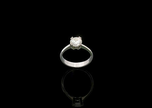 9ct (3grams) White Gold Round Brilliant Diamond M I2 Ring with GIA Cert