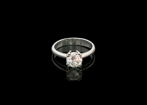 9ct (3grams) White Gold Round Brilliant Diamond M I2 Ring with GIA Cert