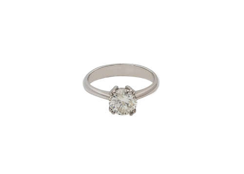 9ct (3grams) White Gold Round Brilliant Diamond M I2 Ring with GIA Cert