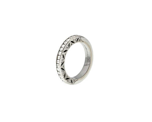 5.3 grams 18 carat White Gold Browns Vintage Half Diamond Eternity Band