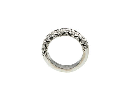 5.3 grams 18 carat White Gold Browns Vintage Half Diamond Eternity Band