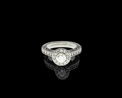 6.3 grams 18 carat White and Yellow Gold Browns Vintage Diamond Ring - with certification