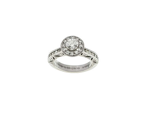 6.3 grams 18 carat White and Yellow Gold Browns Vintage Diamond Ring - with certification