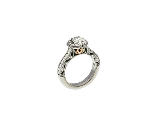 6.3 grams 18 carat White and Yellow Gold Browns Vintage Diamond Ring - with certification