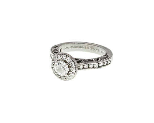 6.3 grams 18 carat White and Yellow Gold Browns Vintage Diamond Ring - with certification