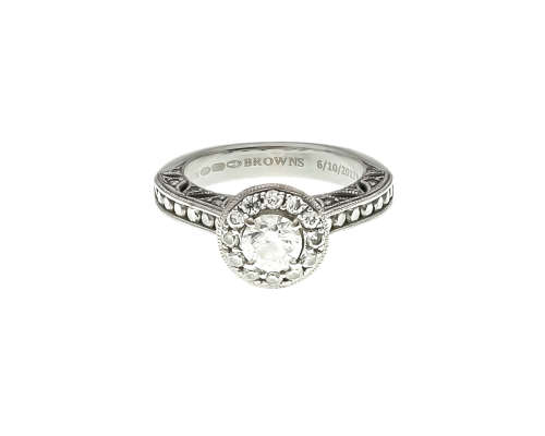 6.3 grams 18 carat White and Yellow Gold Browns Vintage Diamond Ring - with certification