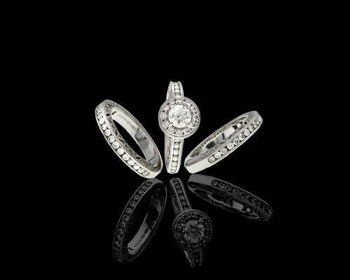 22.3 grams 18 carat White Gold Browns Vintage 052 ct Diamond Ring Set - with certification