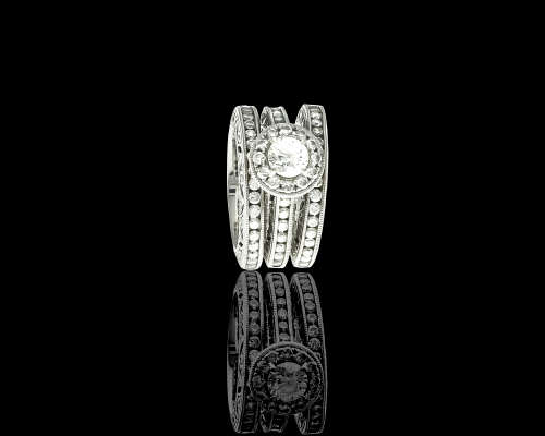 22.3 grams 18 carat White Gold Browns Vintage 052 ct Diamond Ring Set - with certification