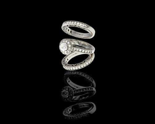 22.3 grams 18 carat White Gold Browns Vintage 052 ct Diamond Ring Set - with certification