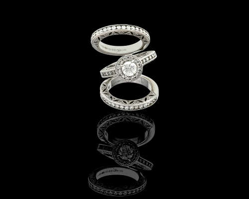 22.3 grams 18 carat White Gold Browns Vintage 052 ct Diamond Ring Set - with certification