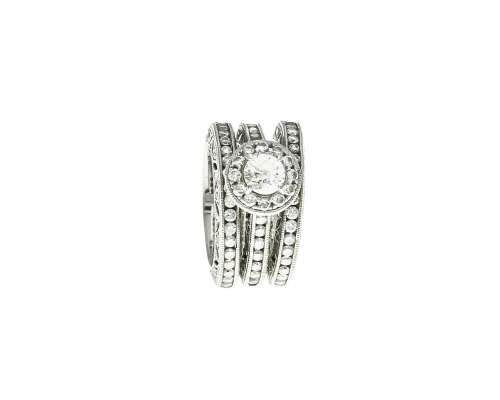22.3 grams 18 carat White Gold Browns Vintage 052 ct Diamond Ring Set - with certification