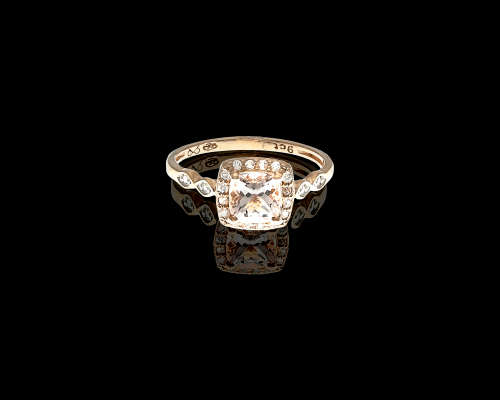 1.9 grams 9ct Rose Gold 045 Cushion Cut Morganite Halo Engagement Ring