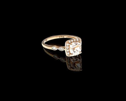 1.9 grams 9ct Rose Gold 045 Cushion Cut Morganite Halo Engagement Ring